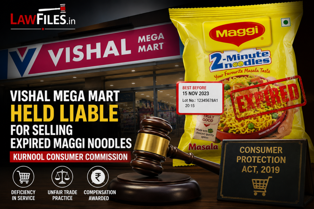 Selling Expired Food Is Not a Mere Retail Lapse but a Public Health Offence: Kurnool Consumer Commission Holds Vishal Mega Mart Liable for Selling Expired Maggi Noodles