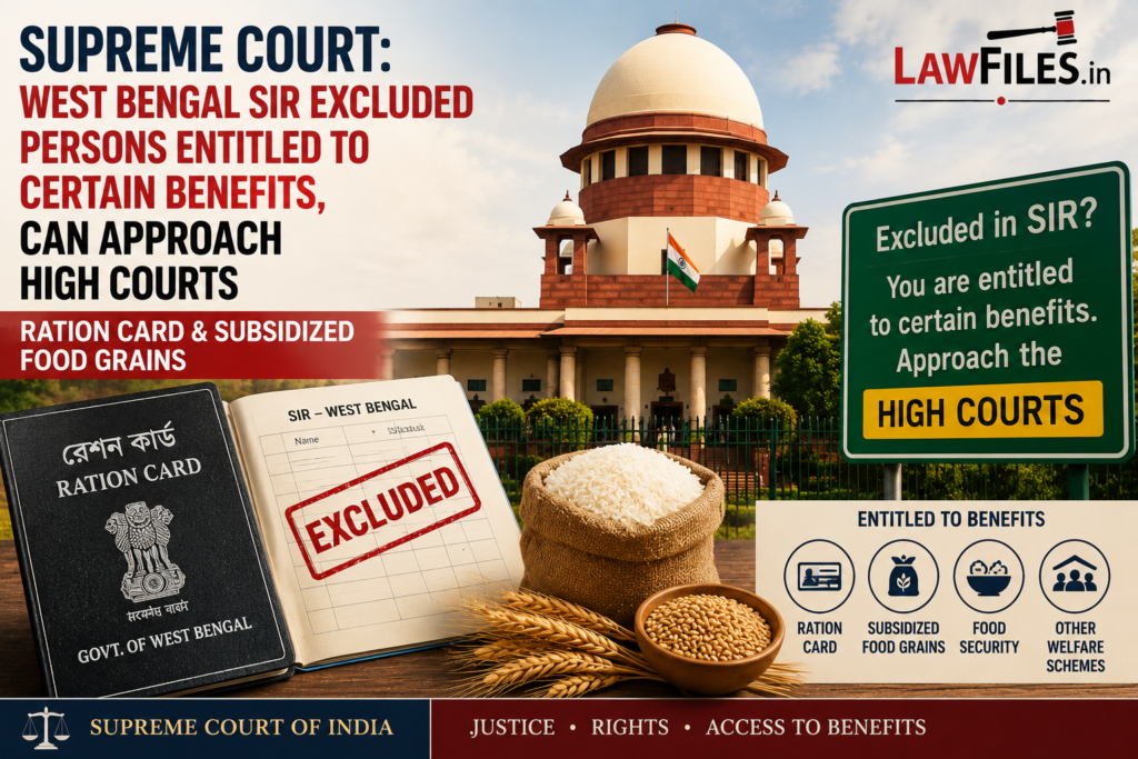 Electoral Roll Exclusion Cannot Extinguish Welfare Entitlements: Supreme Court Reinforces the Constitutional Divide Between Voting Rights and Citizenship Benefits